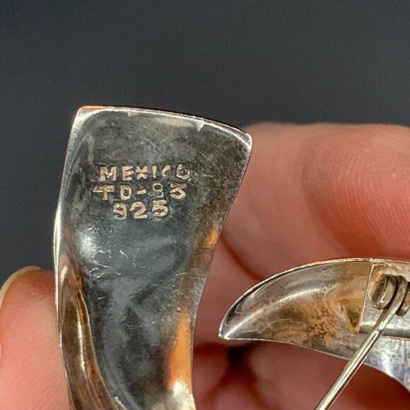 Taxco Modernist Swirl Brooch Pin Mexico Sterling Silver Vtg J372 - Picture 5 of 7